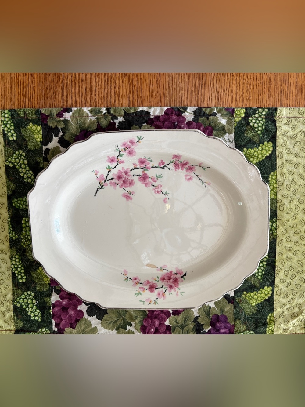 Vintage 1940s Peach Blossom Serving Platter by W.S. George